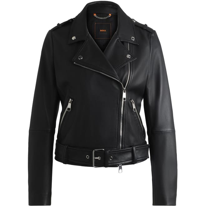 Solid Patterned Asymmetric Zipper Lapel Collared Bike Jacket
