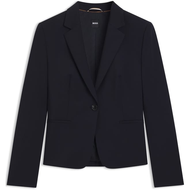 Jarua Solid Patterned Notch Collared Blazer
