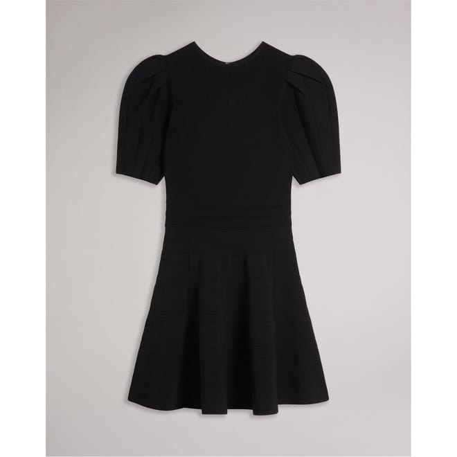 Knit Crew Neck Short Sleeve Skater Dress