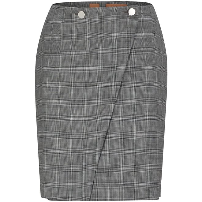 Vanata Knee Length Plaid Wrap Skirt