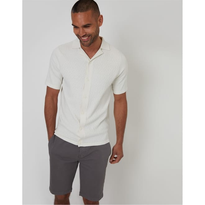 Collared Neck Short Sleeve Regular Fit Shirt