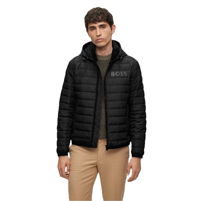 Dawood Hooded Solid Patterned Puffer Jacket