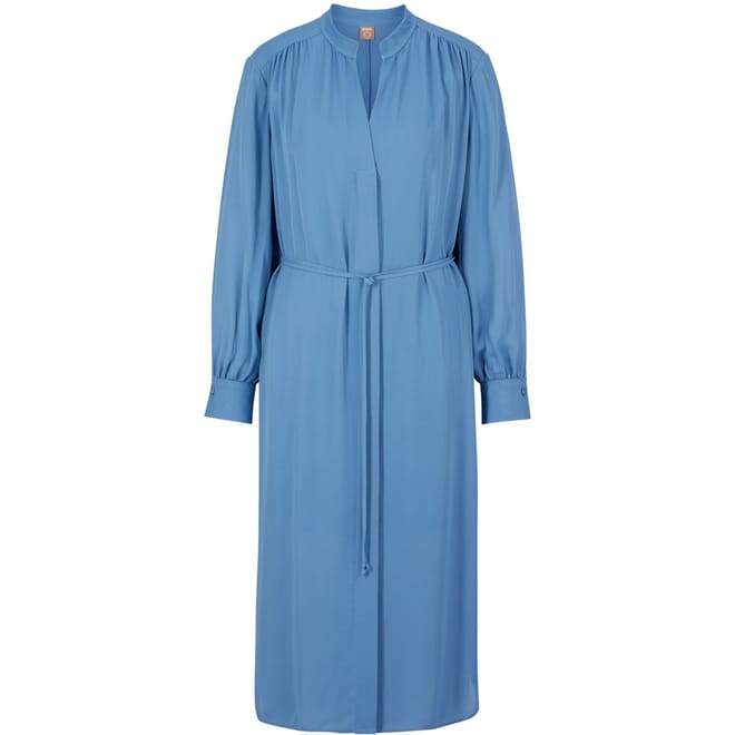 Dibanora6 Notched Neck Long Sleeve Midi Dress