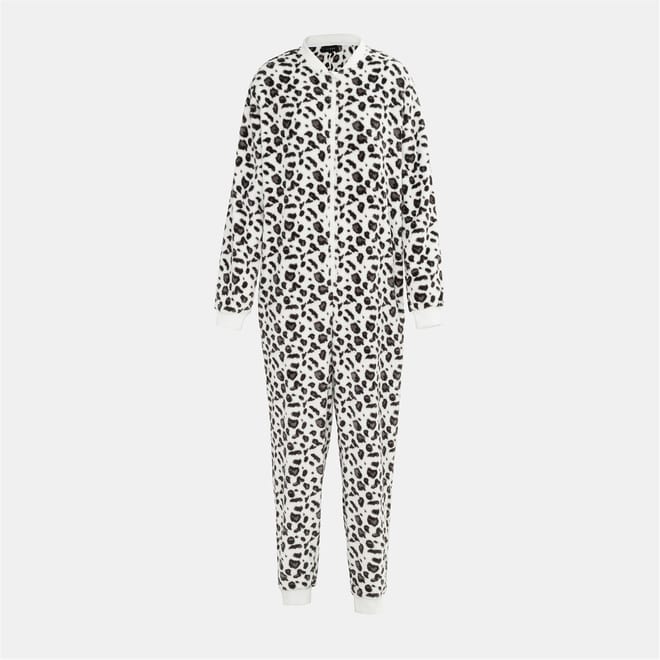 Womens Leopard Print Fleece Onesie