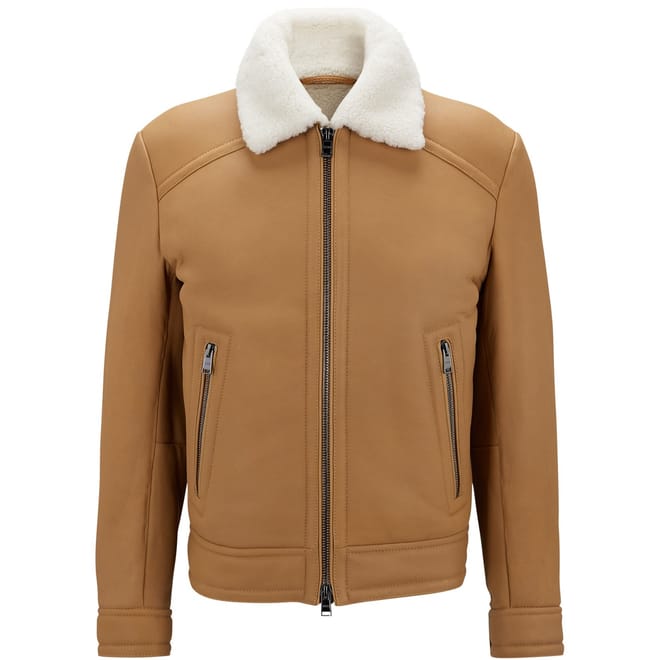 Solid Patterned Aviator Jacket with Zipped Pocket