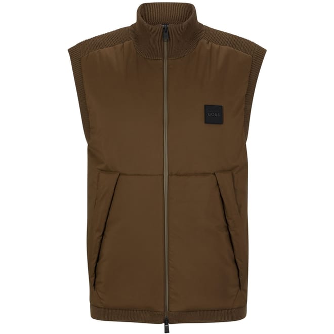 Solid Patterned Funnel Neck Gilet