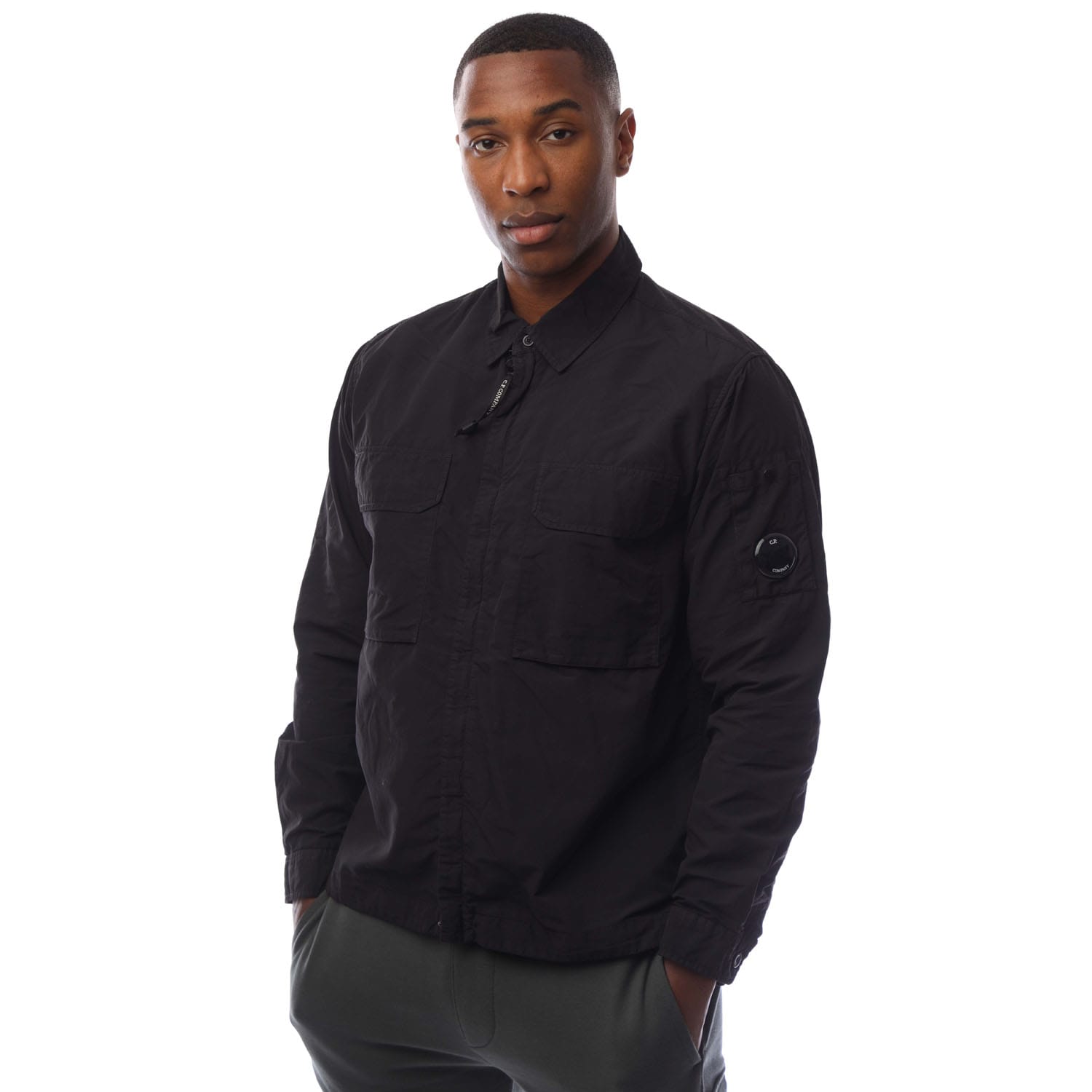 Black C.P. Company Flatt Nylon Lens Overshirt - Get The Label