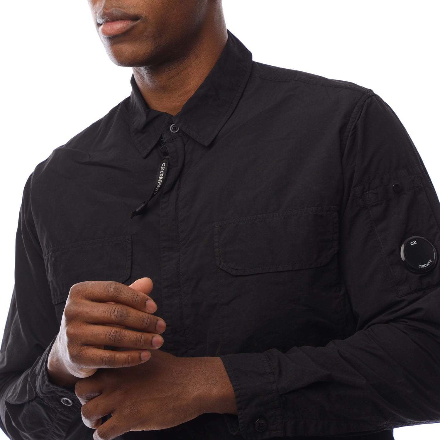 Black C.P. Company Flatt Nylon Lens Overshirt - Get The Label