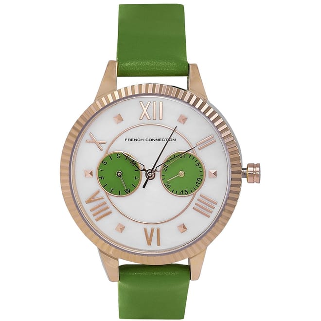 Womens Connection White Mop Dial With Green Eyes Luxury Watch For