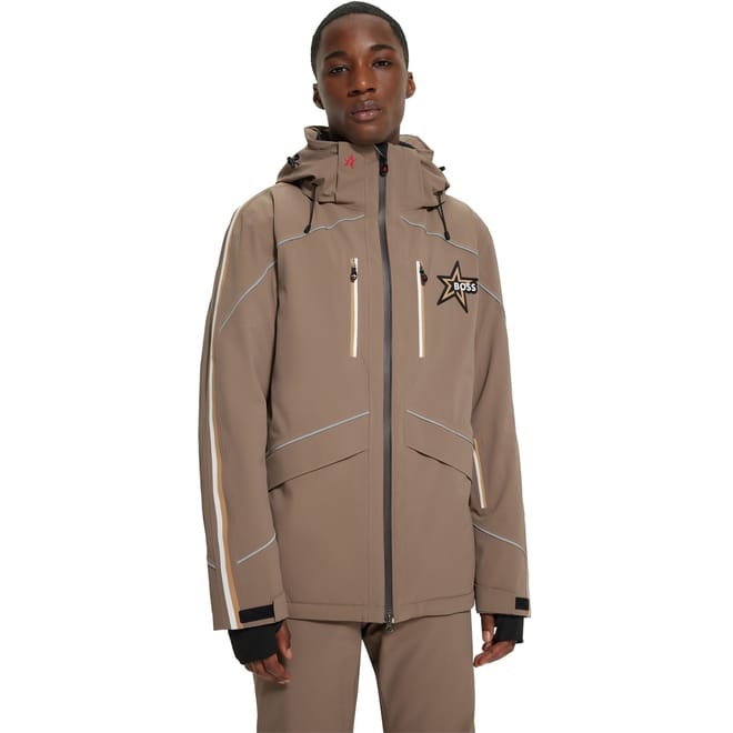 Solid Patterned Hooded Ski Jacket