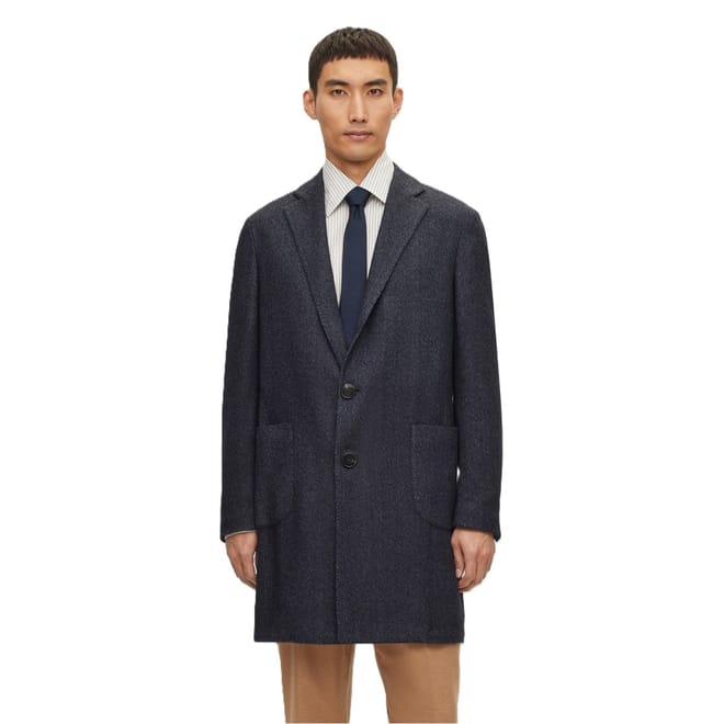 Solid Patterned Lapel Collared Over Coat