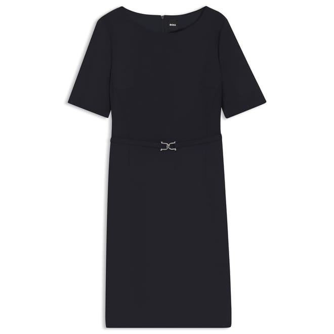 Daleah Boat Neck Short Sleeve Knee Length Dress
