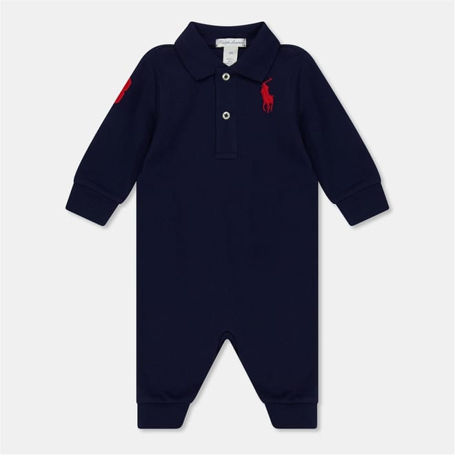 Collared Neck Logo Print Onesie