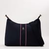 Popette Vertical Stripe Crescent Hobo Bag