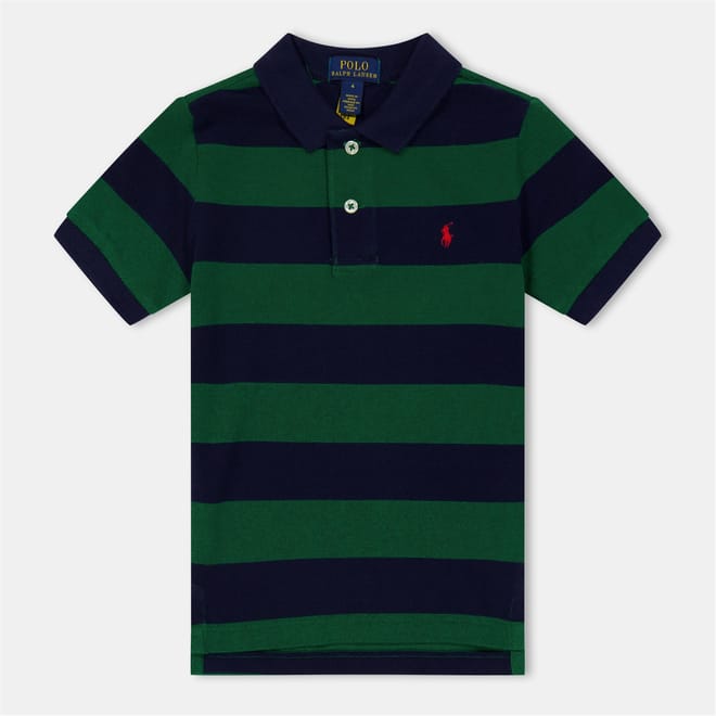 Striped Collared Neck Short Sleeve Polo Shirt