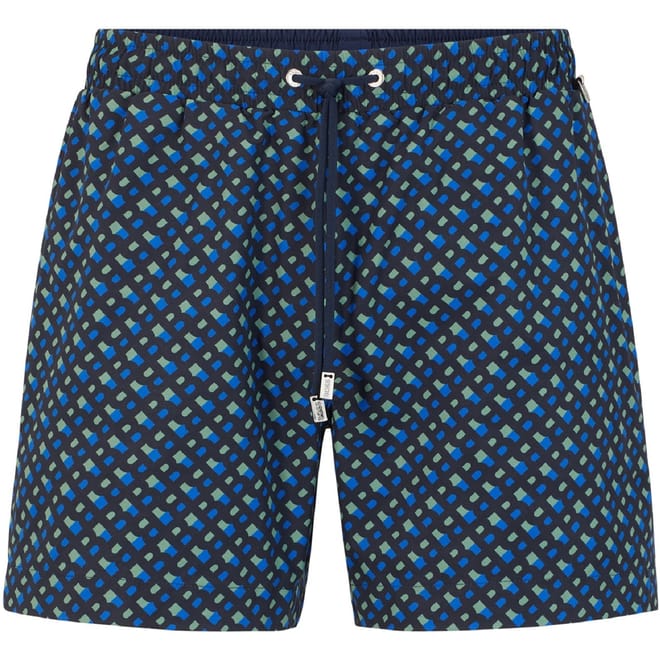 Manu Geometric Patterned Swim Trunk