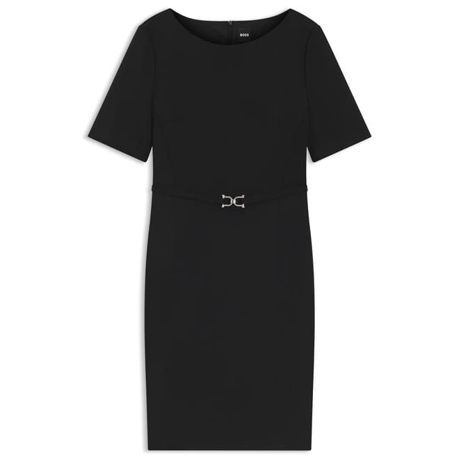 Daleah Boat Neck Short Sleeve Knee Length Dress