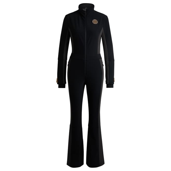 Funnel Neck Long Sleeve Solid Patterned Skisuit