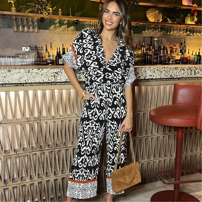And Cream V Neck Jumpsuit