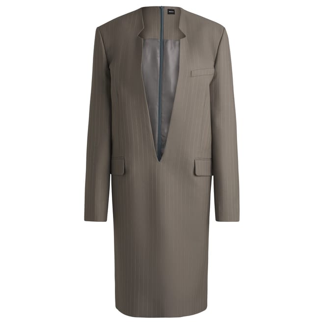 Davee Plunging Neck Long Sleeve Knee Length Dress