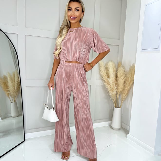 Plisse Straight Leg Trousers