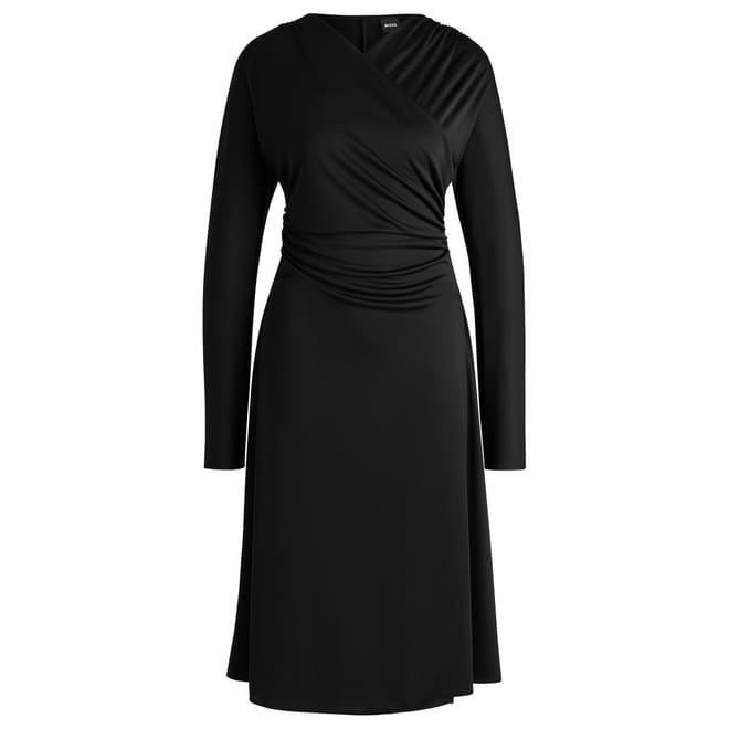 Ettita Surplice Neck Long Sleeve Midi Dress