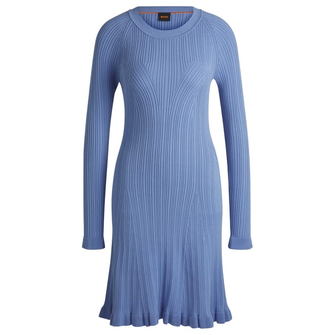 Crew Neck Long Sleeve Midi Dress