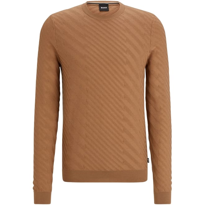 Crew Neck Ribbed Collar Long Sleeve Sweater