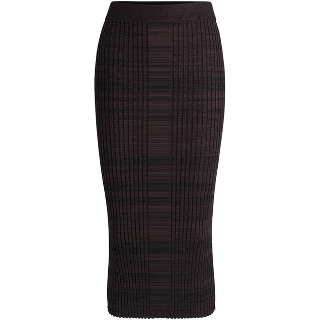 Farmina Midi Vertical Stripe Patterned Knitted Skirt