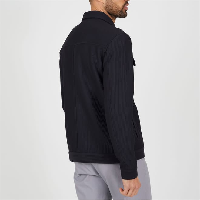 Ribbed Collared Jacket With Chest Pockets