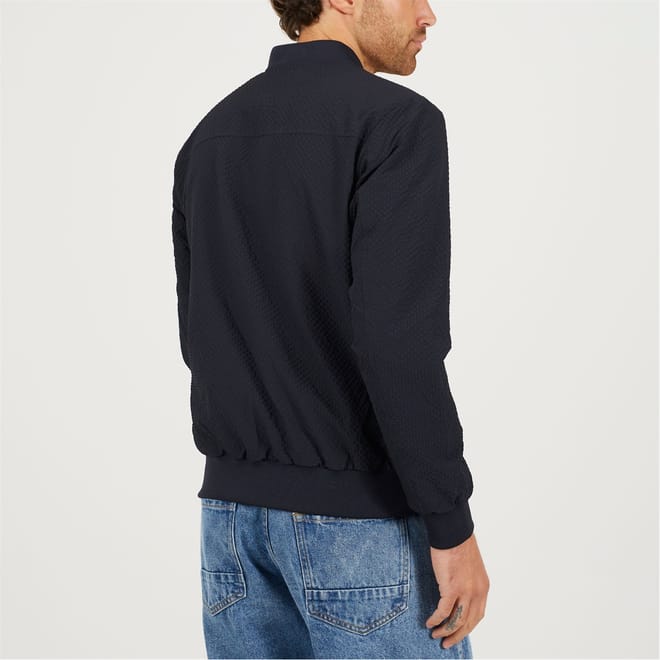 Mens Navy Seerscuker Bomber Jacket