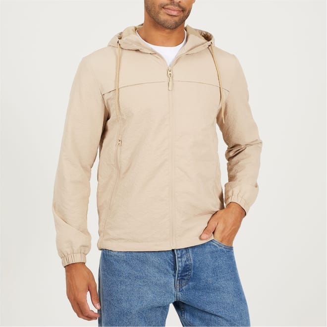 Mens Clasic Wind Runner Jacket In Stone