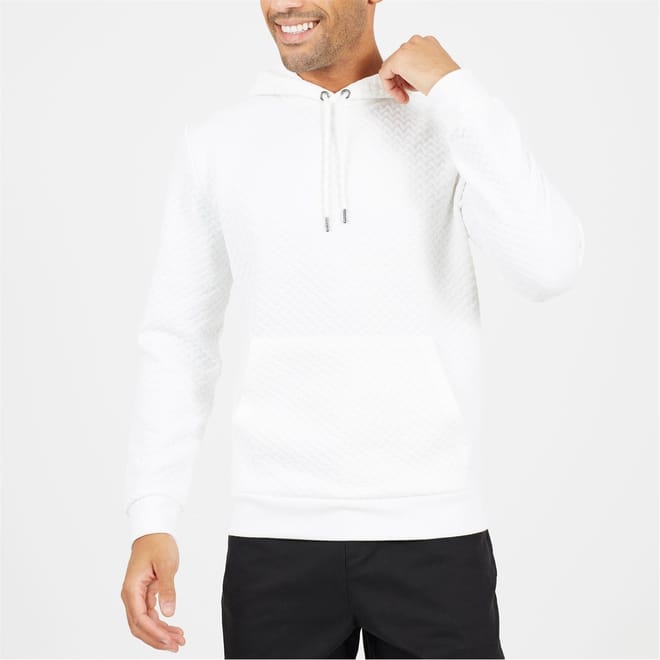 Cream Long Sleeve Textured Pull Over Hoodie