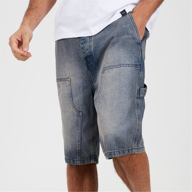 Mens Loose Fit Denim Carpenter Shorts