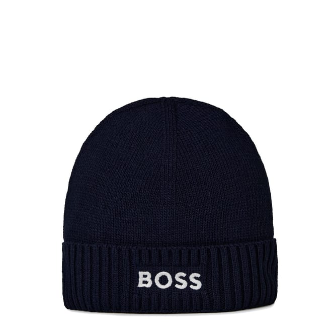 Asport Wordmark Embroidered Logo Ribbed Cord Effect Turn Up Brim Beanie