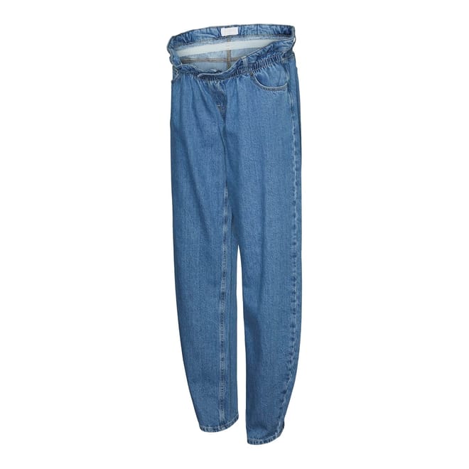 Solid Patterned Straight Hem Mom Jeans