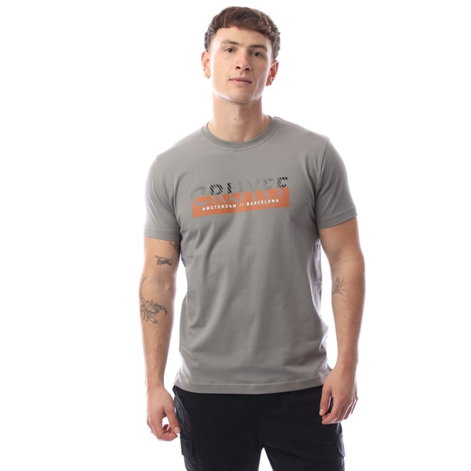 Glossy Chest Print T-Shirt