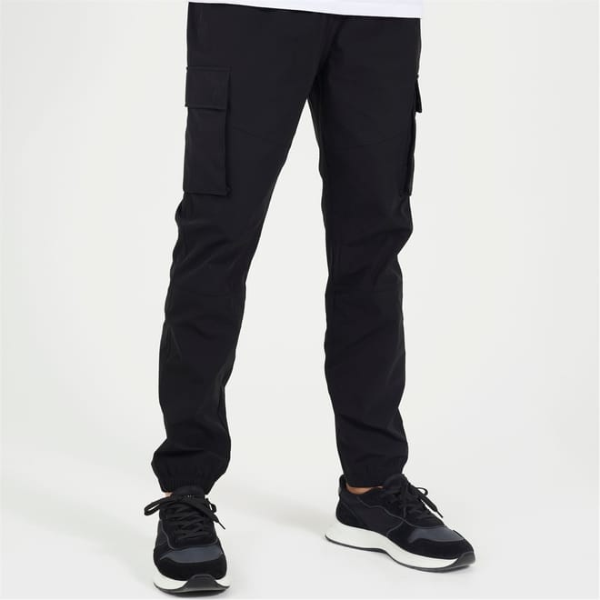 Mens Balck Cargo Trouser With Elasticted Cuffs