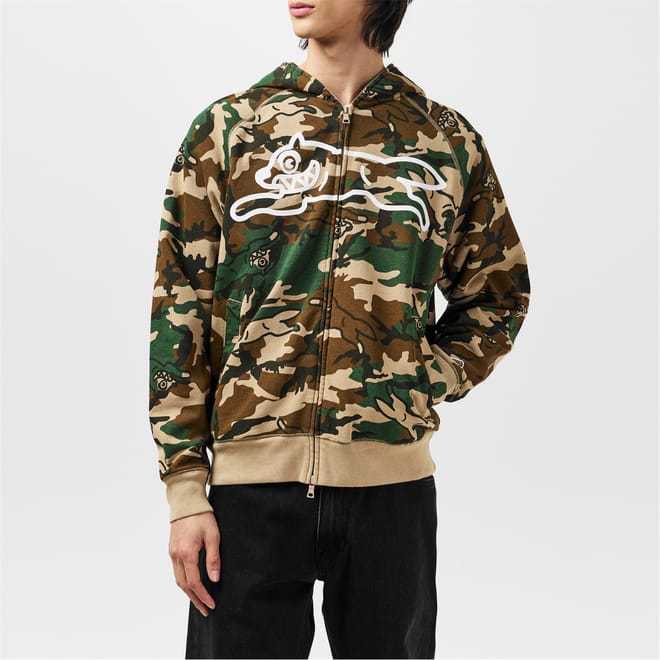 Running Dog Woodland Camo Zip Through Hoodie