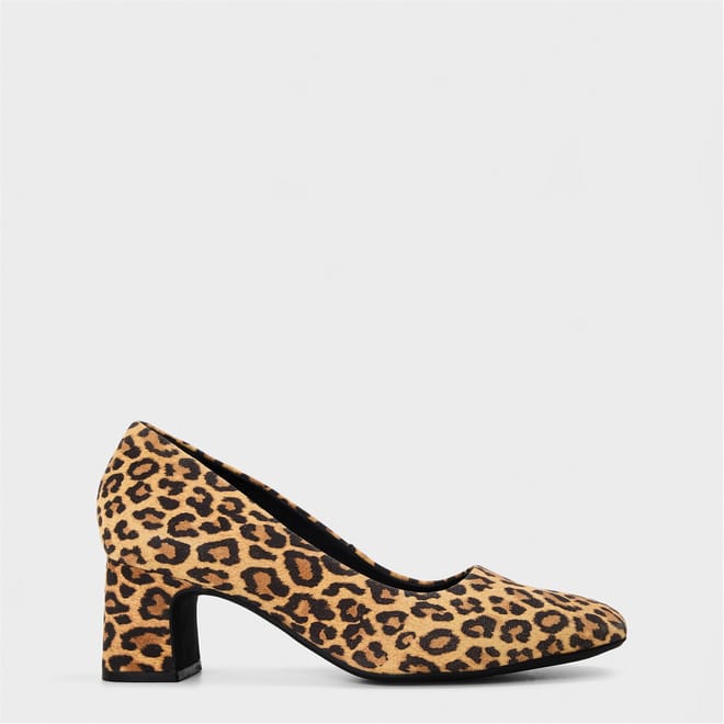 Fernie Court Leopard Patterned Block Heel Court Shoes