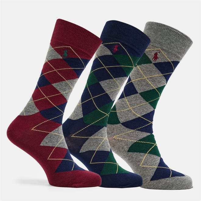 3 Pack Argyle Crew Socks