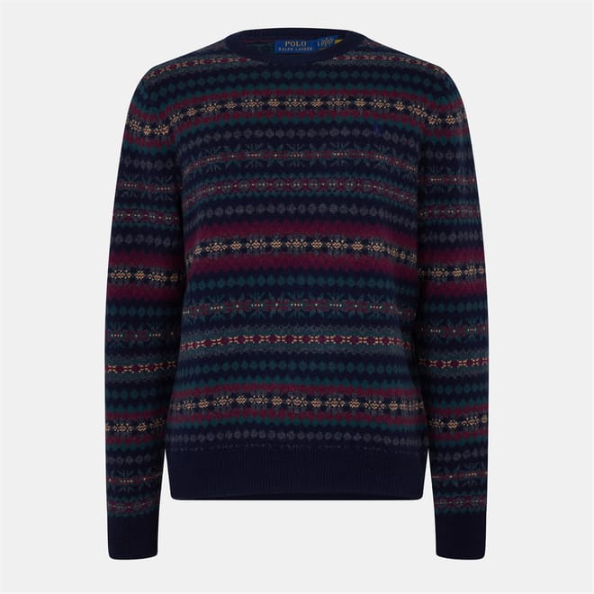 Fairisle Knit Crew Neck Long Sleeve Sweater