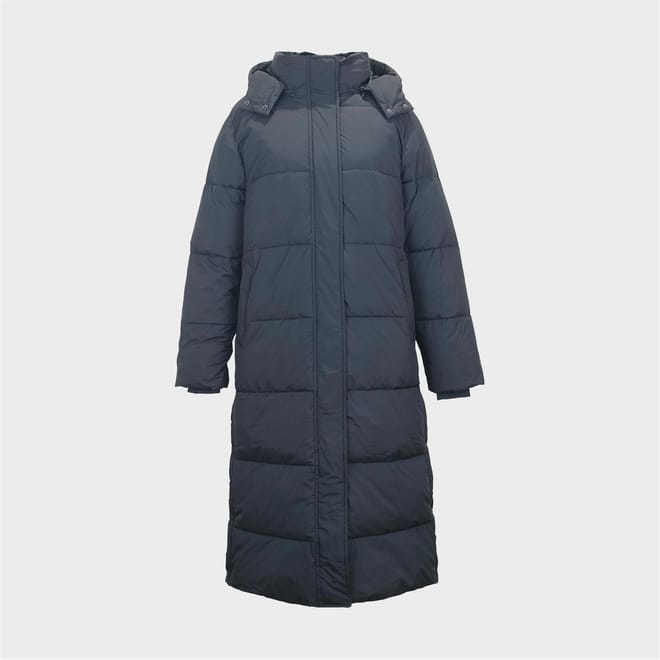 Longline Hooded Solid Patterned Puffer Jacket