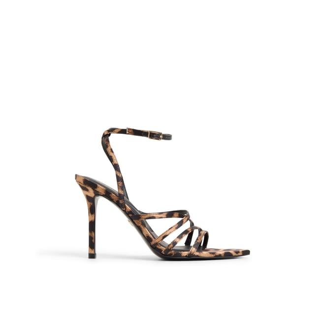 Solania Leopard Patterned Open Toe Stiletto Sandals