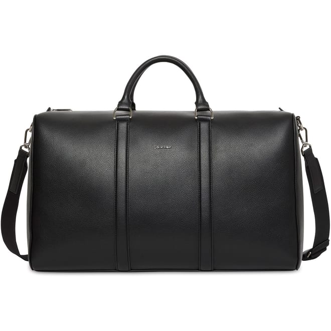 Cylinder Shape Duffle Bag with Silver Tone Hardware