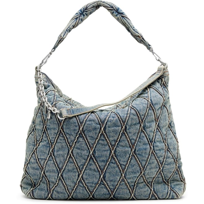 Charm Geometric Patterned Hobo Bag with Chain