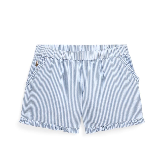 Ruffled Cotton Seersucker Shorts