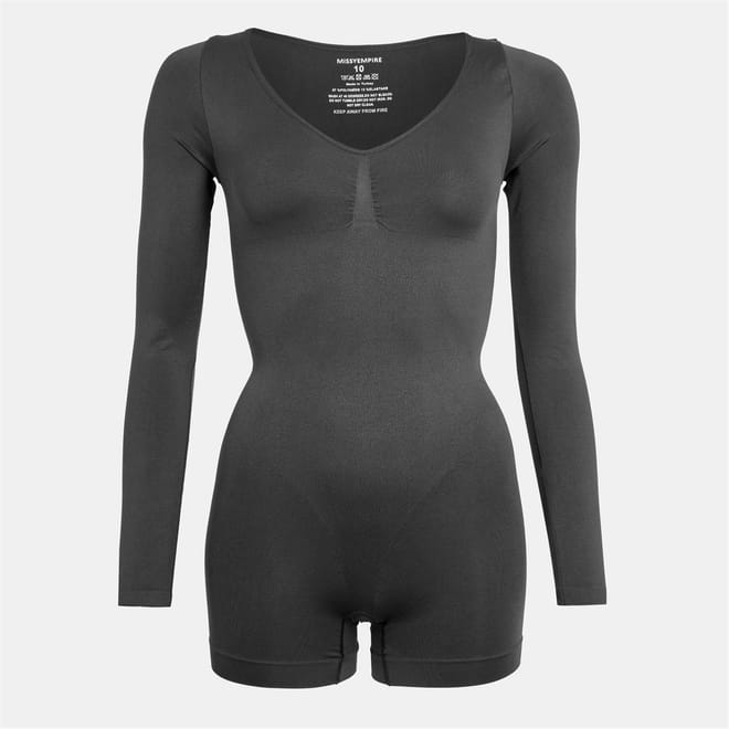 Womens Seamless Long Sleeve Plunge Unitard