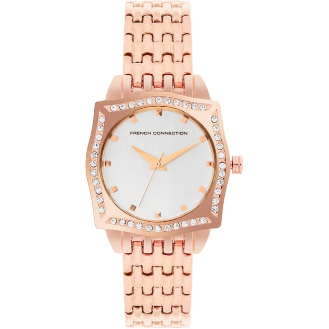 Connection Rose Case Square Shape Rose Strap Quartz Watch