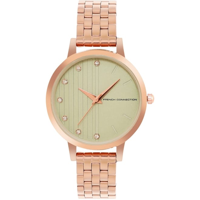 Connection Rose Case Round Shape Rose Strap Quartz Watch
